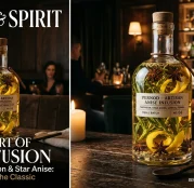 Glass bottle of Pernod liqueur infused with herbs and star anise